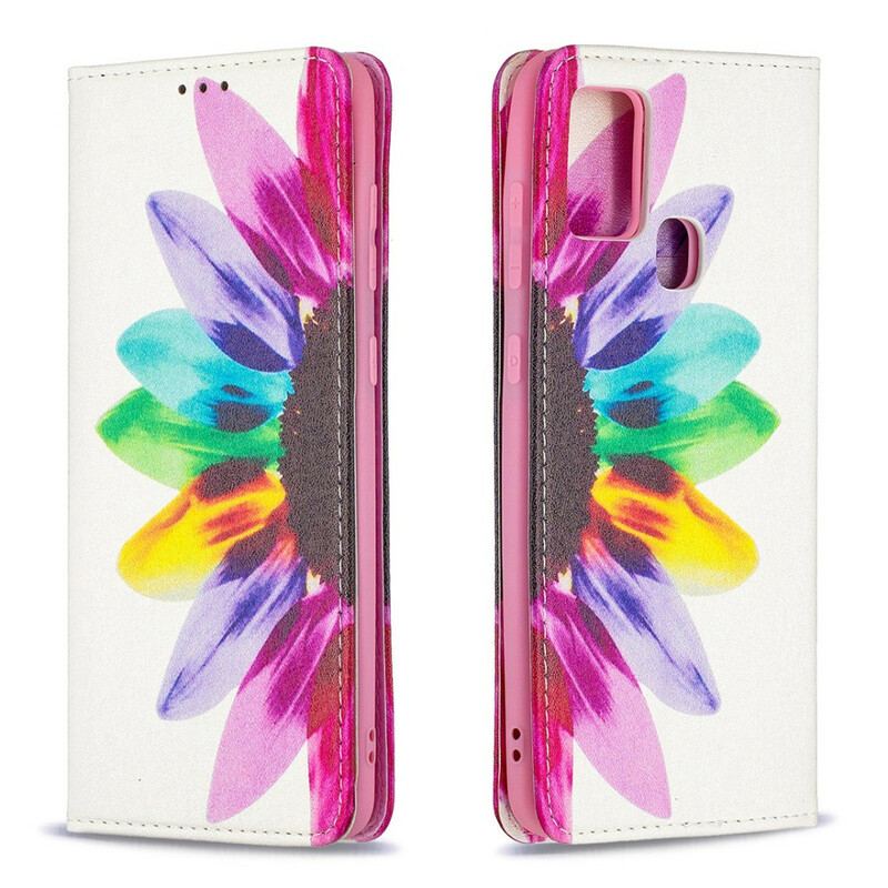 Læder Cover Samsung Galaxy A21s Akvarel Blomst