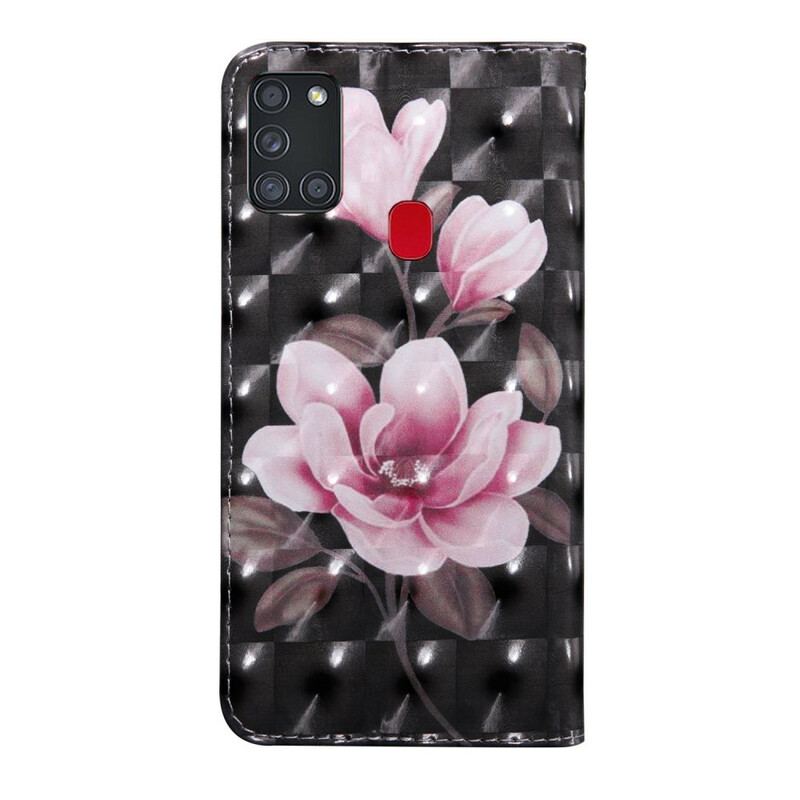 Læder Cover Samsung Galaxy A21s Blomstre Blomster