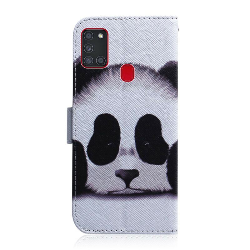 Læder Cover Samsung Galaxy A21s Panda Ansigt