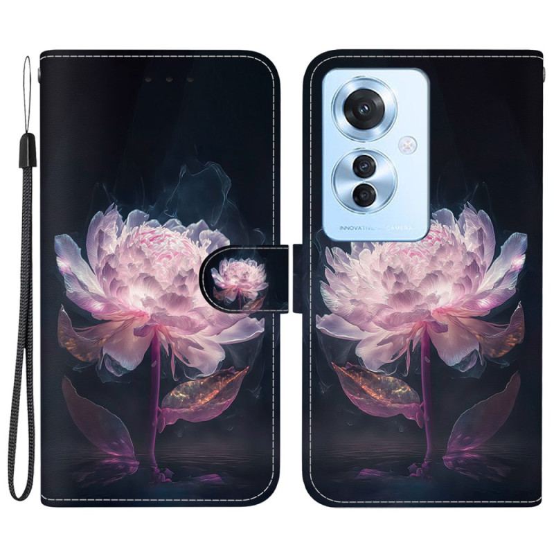 Flip Cover Oppo Reno 11f 5g Lilla Pæon Med Rem