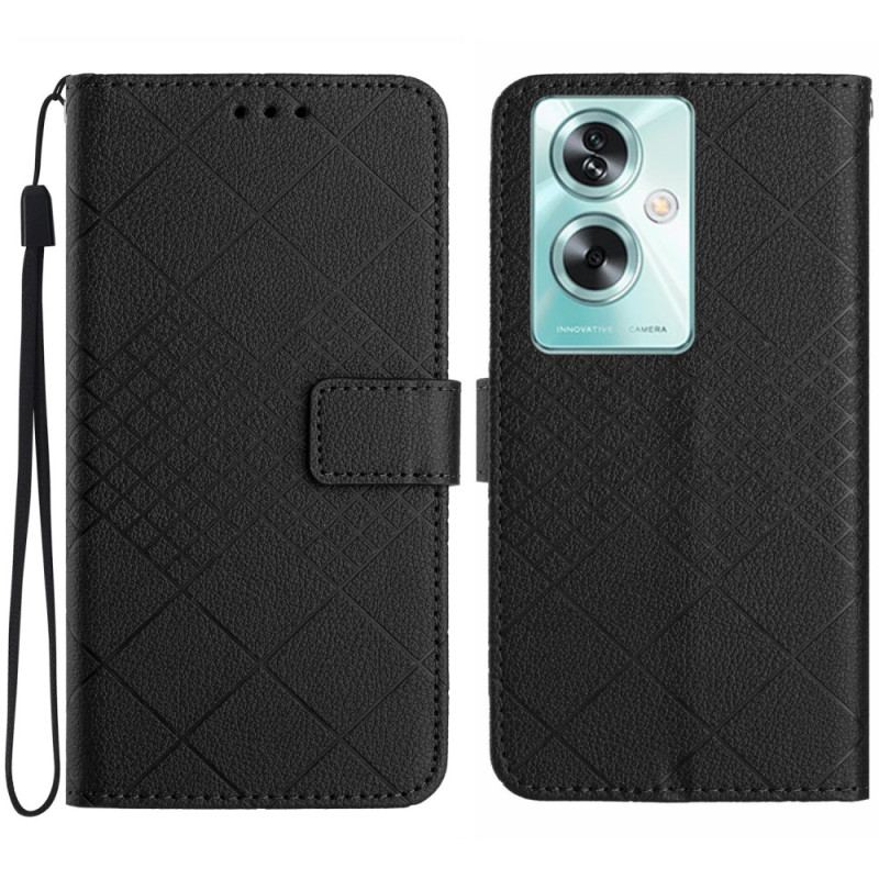 Læder Cover Oppo Reno 11f 5g Diamantremsmønster