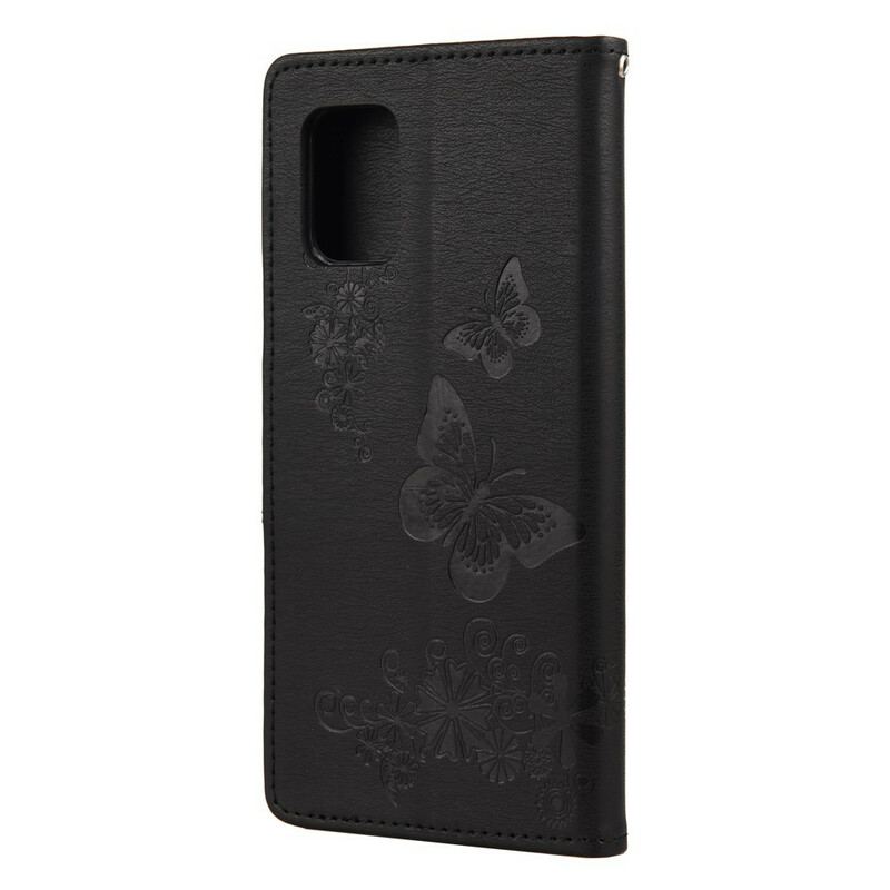 Flip Cover Xiaomi Mi 10 Lite Kun Sommerfugle Med Snor