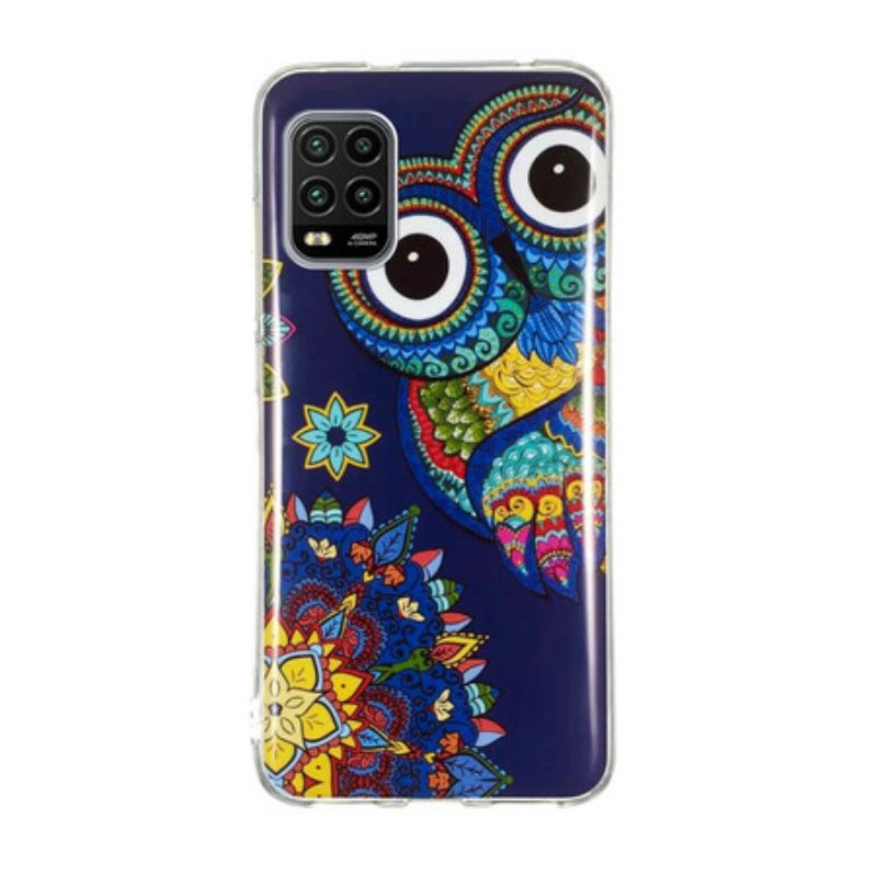 Mobilcover Xiaomi Mi 10 Lite Fluorescerende Ugle Mandala