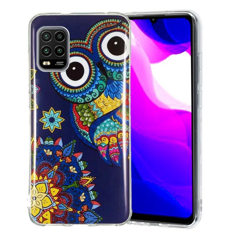 Mobilcover Xiaomi Mi 10 Lite Fluorescerende Ugle Mandala