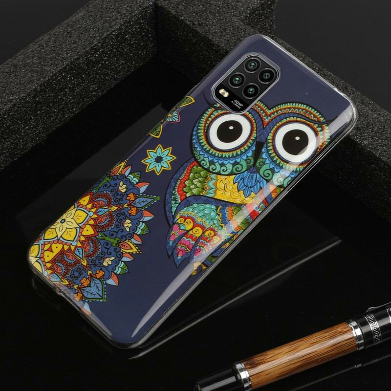 Mobilcover Xiaomi Mi 10 Lite Fluorescerende Ugle Mandala