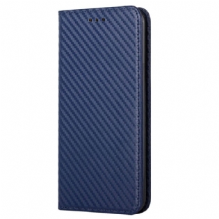 Cover iPhone 14 Plus Flip Cover Kulfiber Med Snor