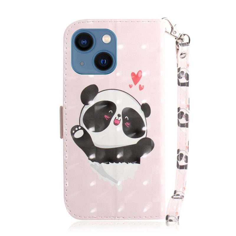 Flip Cover iPhone 14 Plus Med Snor Strappy Panda