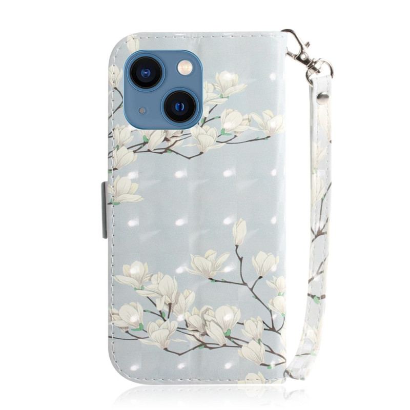 Flip Cover iPhone 14 Plus Med Snor Strop Blomstergrene