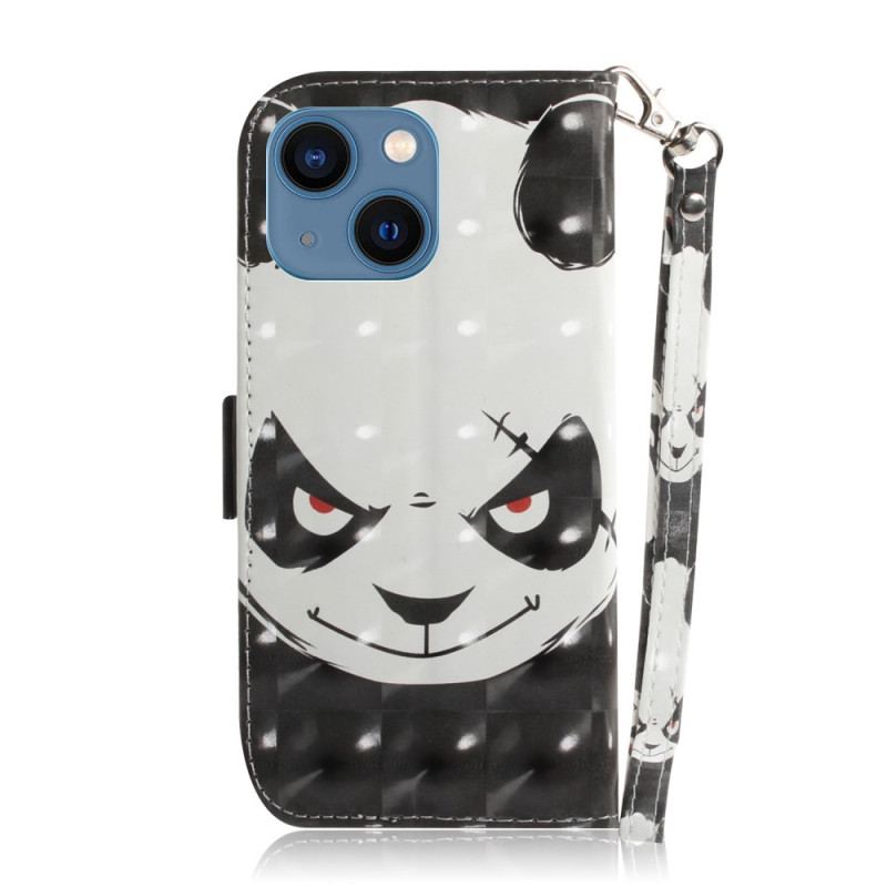 Flip Cover iPhone 14 Plus Med Snor Vred Panda Med Snor