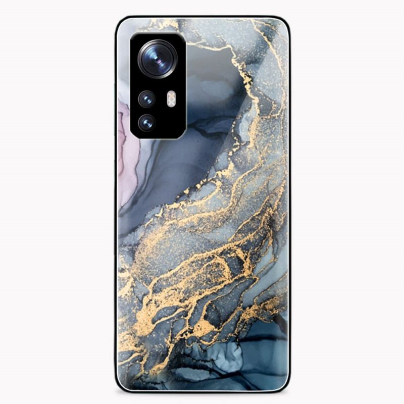 Cover Xiaomi 12 / 12X Akvarel Marmor Hærdet Glas