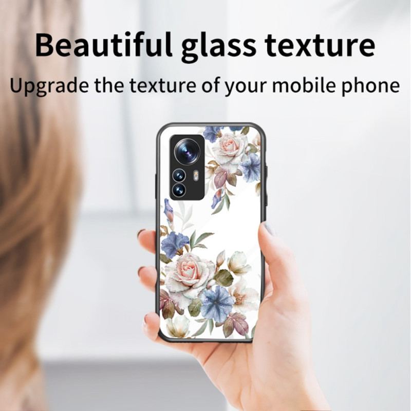 Cover Xiaomi 12 / 12X Hærdet Glas Med Blomsterring