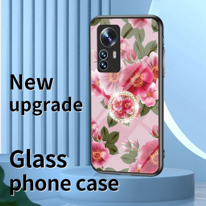 Cover Xiaomi 12 / 12X Hærdet Glas Med Blomsterring