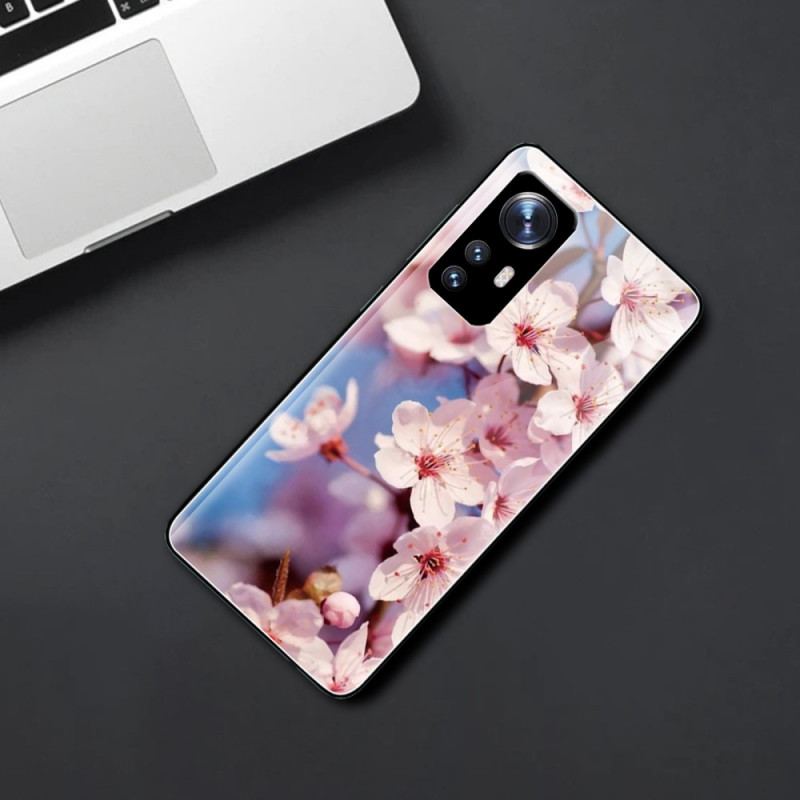 Cover Xiaomi 12 / 12X Realistiske Hærdet Glas Blomster