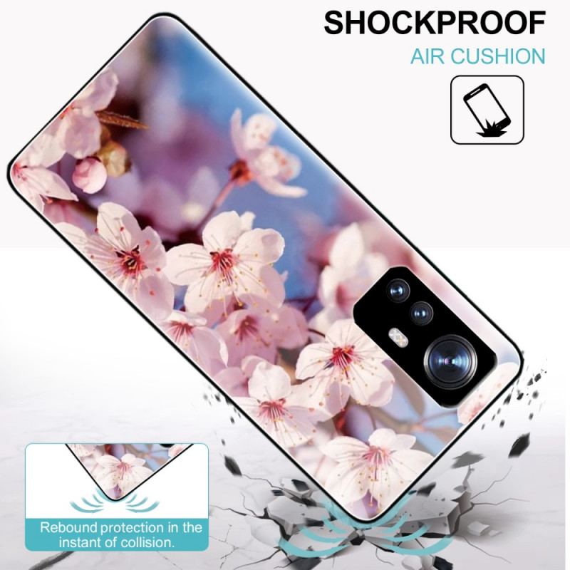 Cover Xiaomi 12 / 12X Realistiske Hærdet Glas Blomster