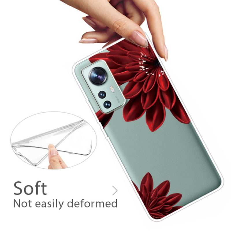 Cover Xiaomi 12 / 12X Røde Blomster