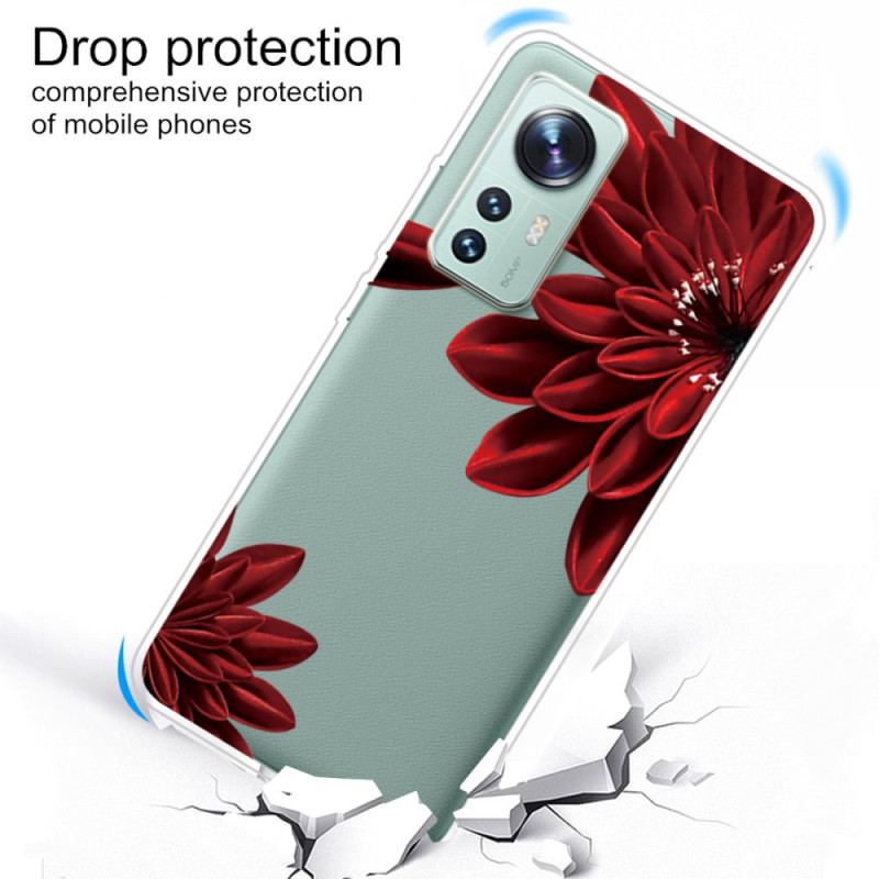 Cover Xiaomi 12 / 12X Røde Blomster