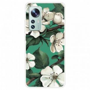 Cover Xiaomi 12 / 12X Silikone Hvide Blomster