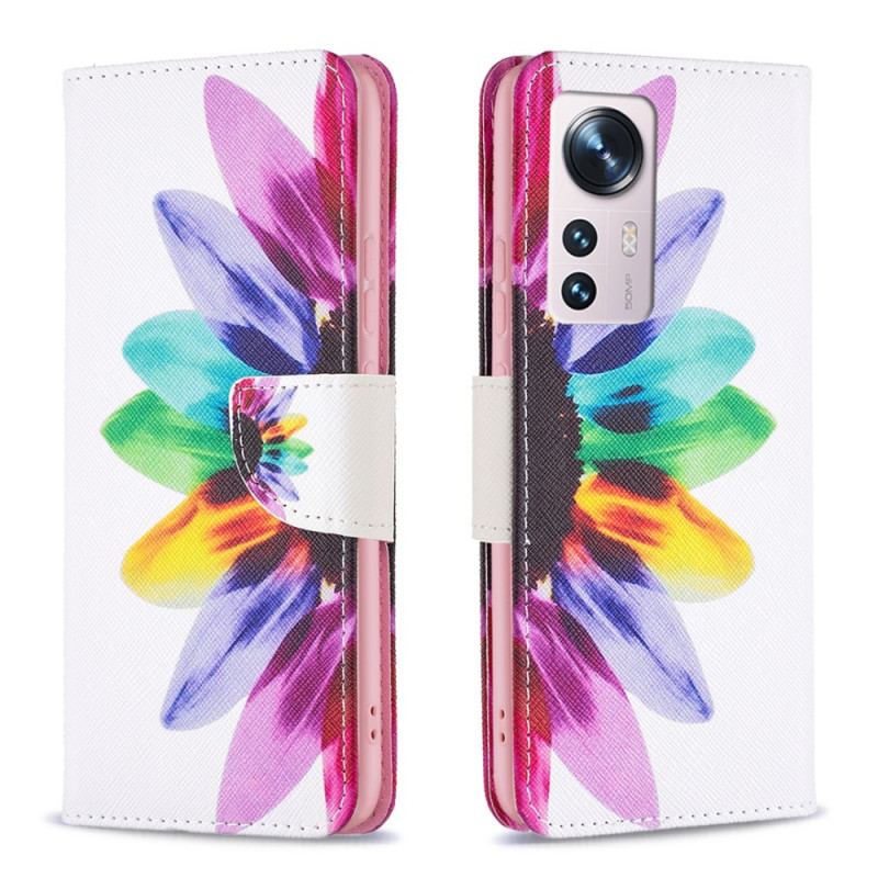 Flip Cover Xiaomi 12 / 12X Akvarel Blomst