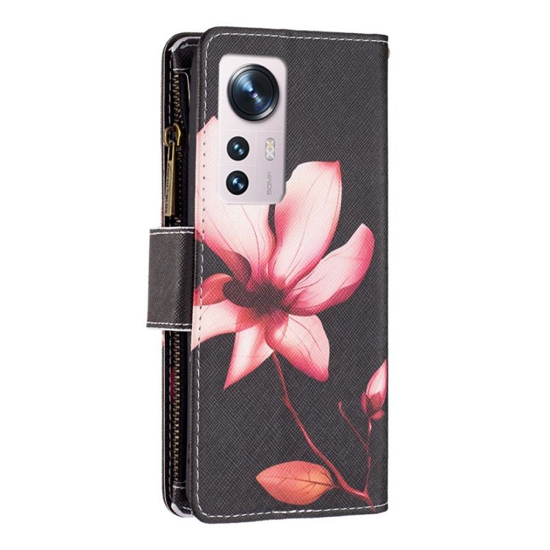 Flip Cover Xiaomi 12 / 12X Blomsterlomme Med Lynlås