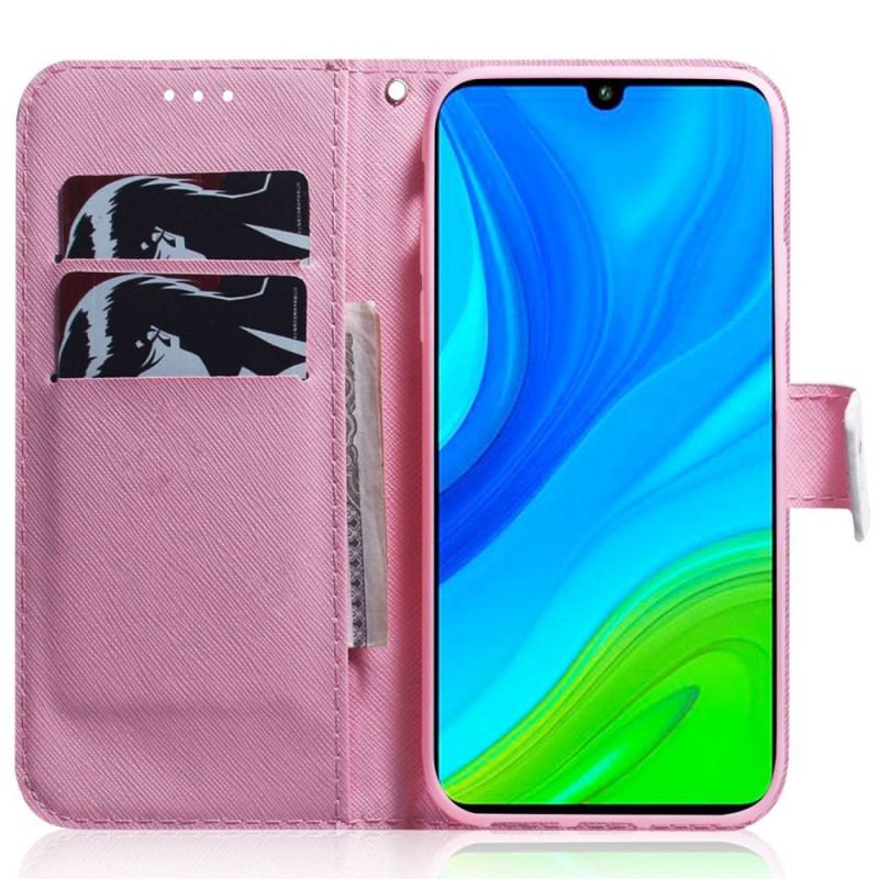 Flip Cover Xiaomi 12 / 12X Med Snor Strappy Hvide Blomster