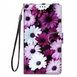 Flip Cover Xiaomi 12 / 12X Smukke Blomster Med Rem