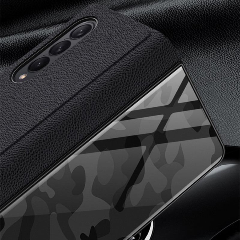 Cover Samsung Galaxy Z Fold 3 5G Flip Cover Camouflage Hærdet Glas