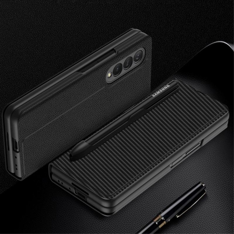 Cover Samsung Galaxy Z Fold 3 5G Flip Cover Carbon Fiber Stylus Holder