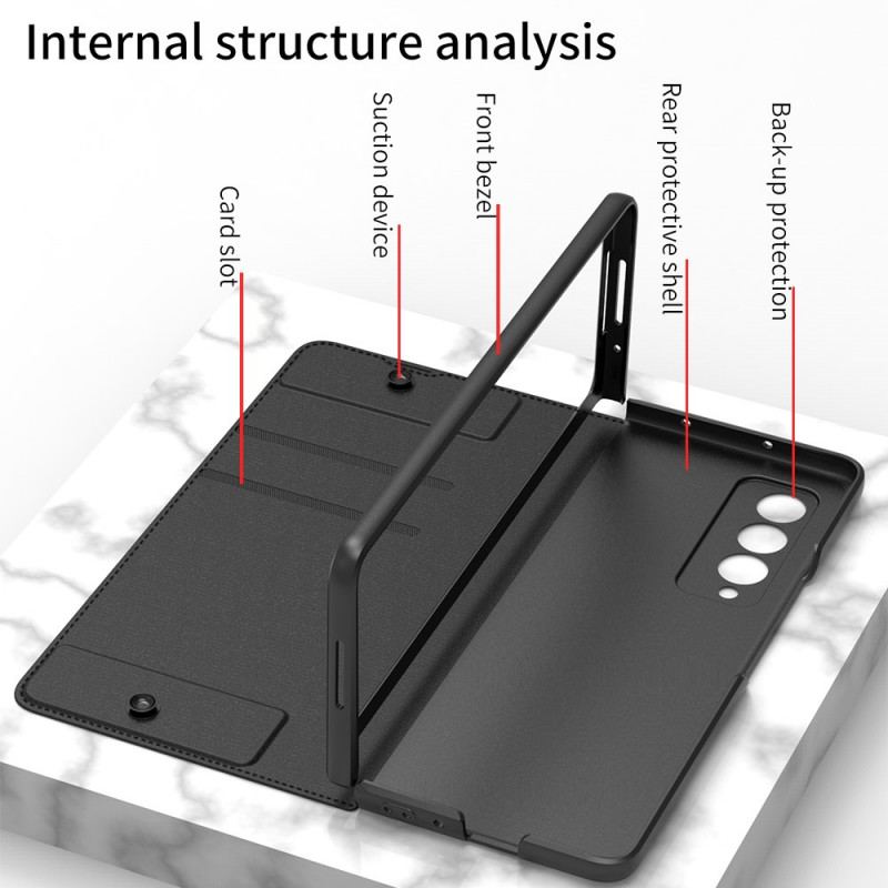 Cover Samsung Galaxy Z Fold 3 5G Flip Cover Gkk Stylus Holder I Imiteret Læder