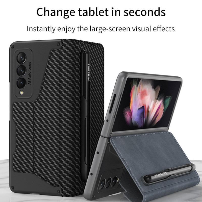 Cover Samsung Galaxy Z Fold 3 5G Flip Cover Gkk Stylus Holder I Imiteret Læder