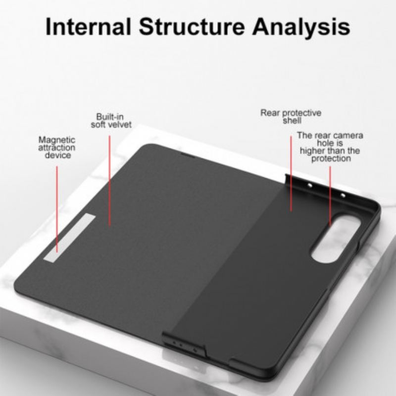 Cover Samsung Galaxy Z Fold 3 5G Flip Cover Hærdet Glas Og Kunstlæder