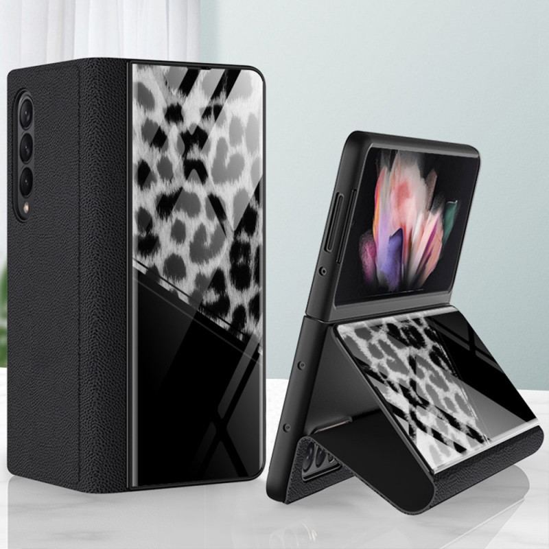 Cover Samsung Galaxy Z Fold 3 5G Flip Cover Leopard Hærdet Glas