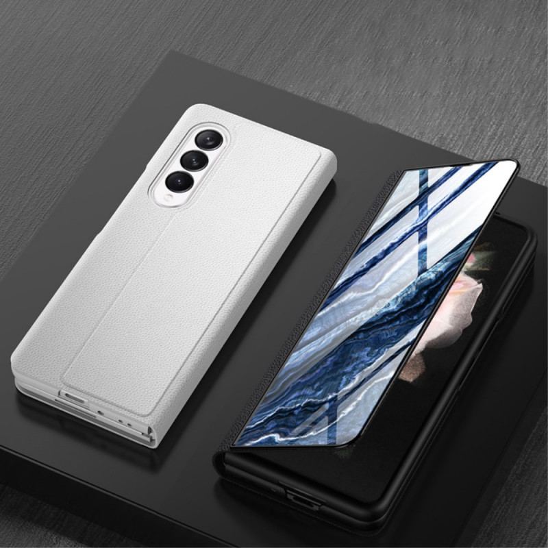 Cover Samsung Galaxy Z Fold 3 5G Flip Cover Marmoreffekt Hærdet Glas