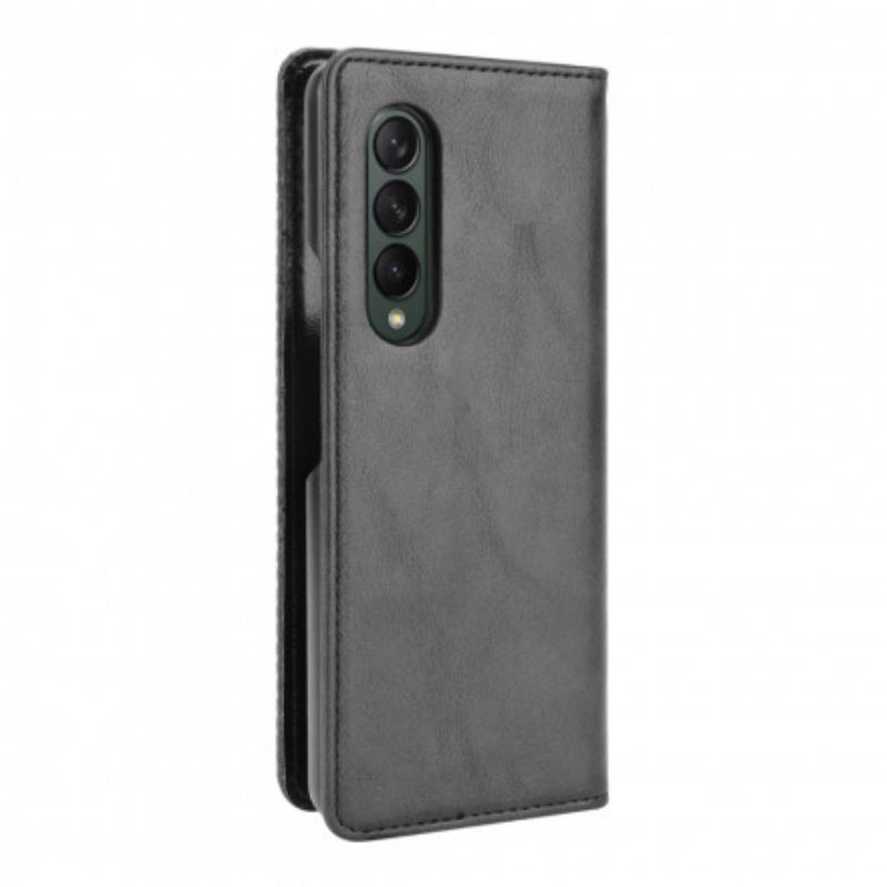 Cover Samsung Galaxy Z Fold 3 5G Flip Cover Stiliseret Lædereffekt