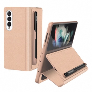 Cover Samsung Galaxy Z Fold 3 5G Flip Cover Stylusholder I Imiteret Læder