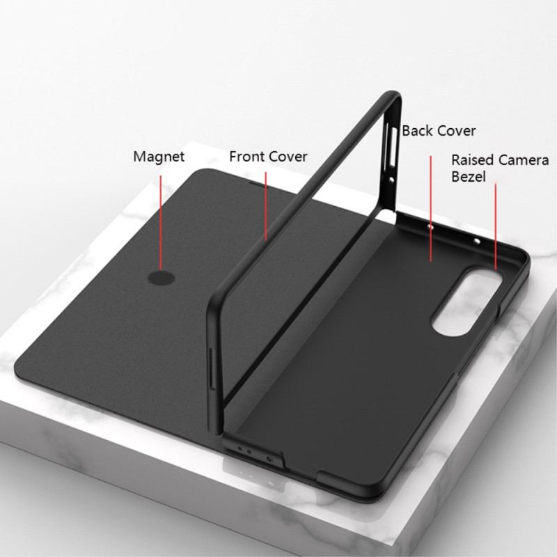 Cover Samsung Galaxy Z Fold 3 5G Flip Cover Stylusholder I Imiteret Læder