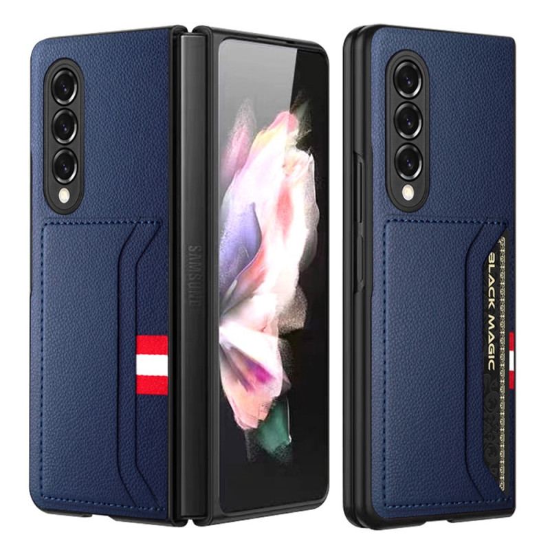 Cover Samsung Galaxy Z Fold 3 5G Litchi Læder Dobbelt Kortholder