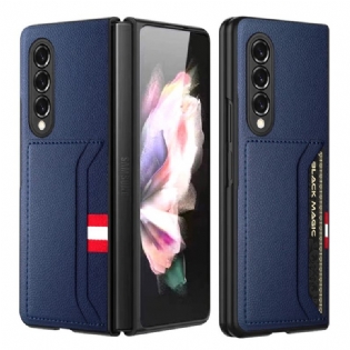 Cover Samsung Galaxy Z Fold 3 5G Litchi Læder Dobbelt Kortholder