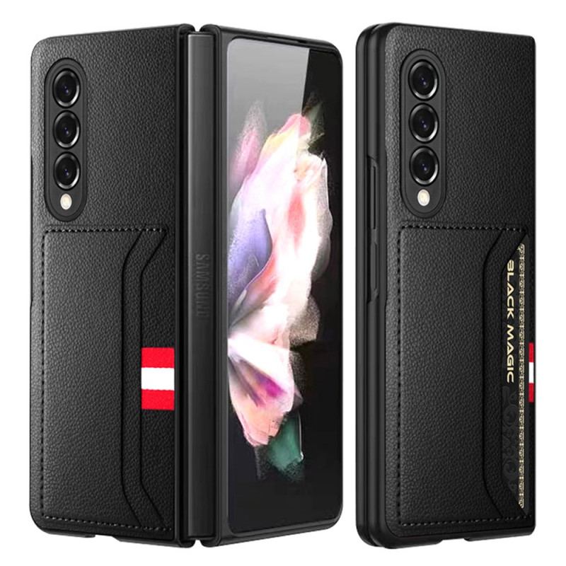 Cover Samsung Galaxy Z Fold 3 5G Litchi Læder Dobbelt Kortholder