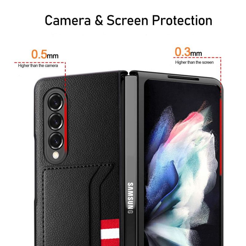 Cover Samsung Galaxy Z Fold 3 5G Litchi Læder Dobbelt Kortholder