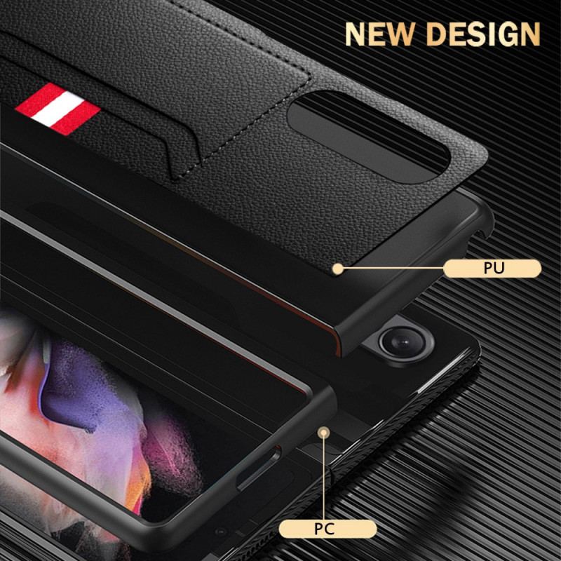 Cover Samsung Galaxy Z Fold 3 5G Litchi Læder Dobbelt Kortholder