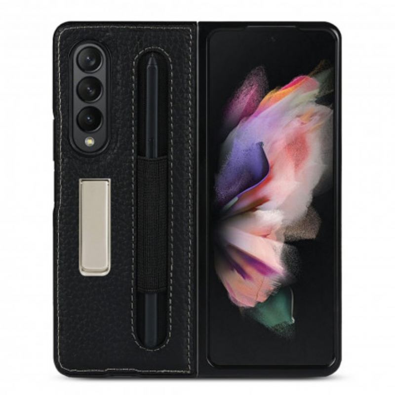 Cover Samsung Galaxy Z Fold 3 5G Litchi Læder Stativ