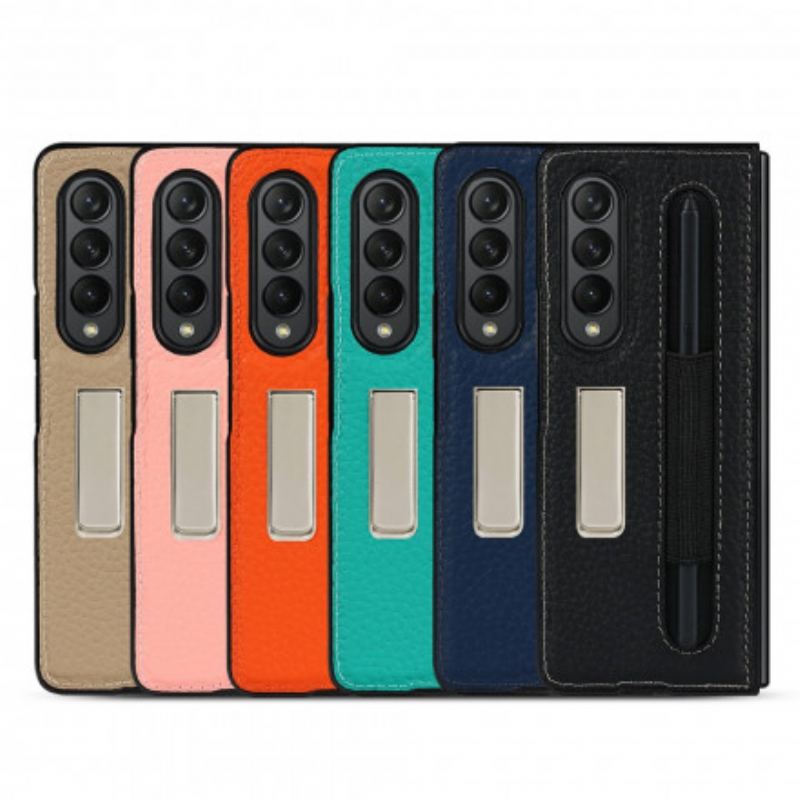 Cover Samsung Galaxy Z Fold 3 5G Litchi Læder Stativ