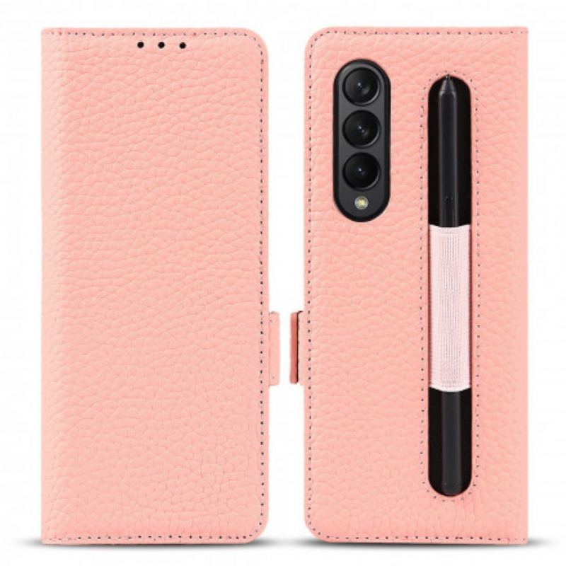 Flip Cover Samsung Galaxy Z Fold 3 5G Ægte Litchi Læder