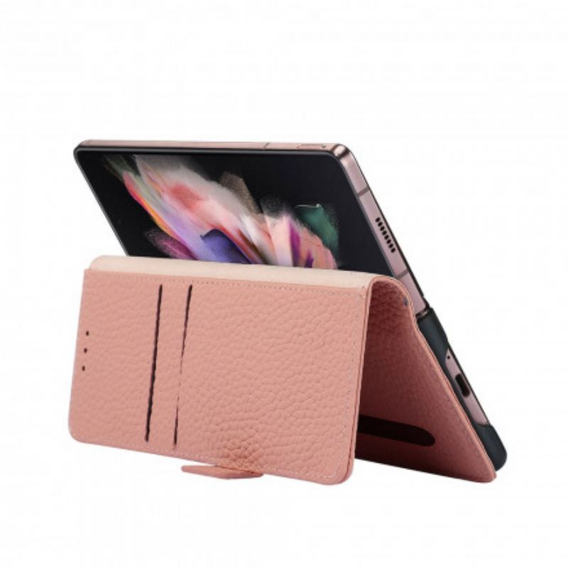 Flip Cover Samsung Galaxy Z Fold 3 5G Ægte Litchi Læder