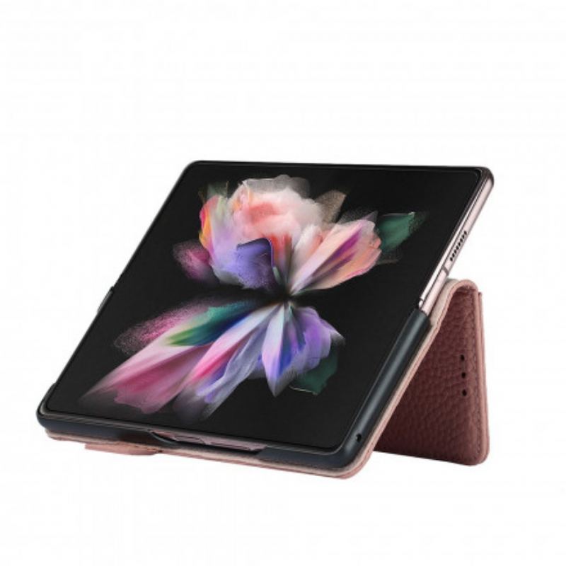 Flip Cover Samsung Galaxy Z Fold 3 5G Ægte Litchi Læder