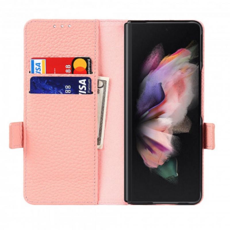 Flip Cover Samsung Galaxy Z Fold 3 5G Ægte Litchi Læder