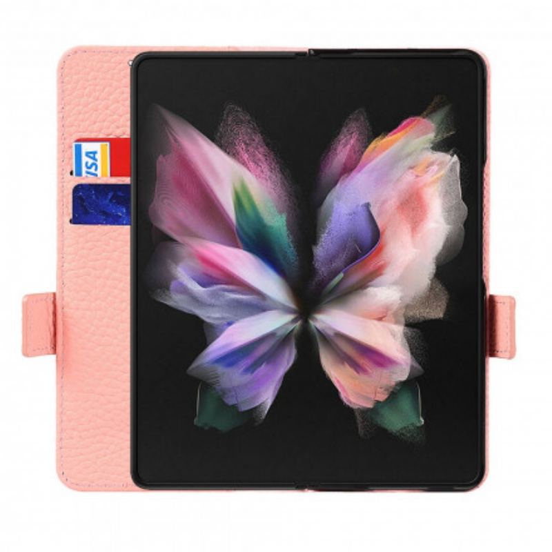 Flip Cover Samsung Galaxy Z Fold 3 5G Ægte Litchi Læder