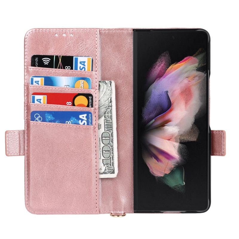 Flip Cover Samsung Galaxy Z Fold 3 5G Læder Cover Dobbelt Penneholderklap