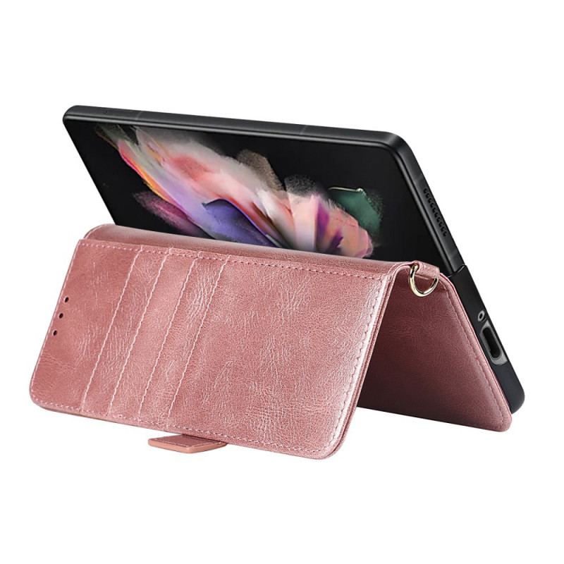 Flip Cover Samsung Galaxy Z Fold 3 5G Læder Cover Dobbelt Penneholderklap