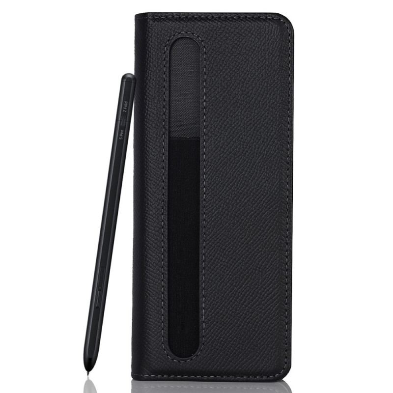 Flip Cover Samsung Galaxy Z Fold 3 5G Penholder Og Rem I Ægte Læder